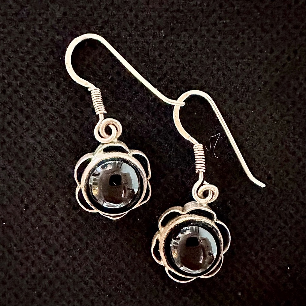 Elegant Black Onyx and Silver Earrings